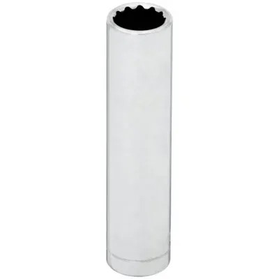 WESTWARD Socket: Metric, 1/4 in Drive Size, 7 mm Socket Size, 12-Point, Deep, Chrome - 1/4" Drive Hand Sockets