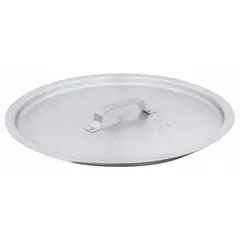 This aluminum stock pot cover has a 14-inch diameter and is NSF Certified for commercial food service use. It is designed to fit 24-quart compatible pots, providing a secure lid for cooking and storage applications.