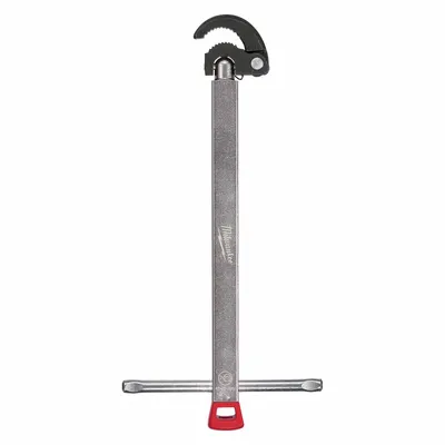 MILWAUKEE Basin Wrench: Telescoping Handle, Metal, 17 in Handle Lg, 5 5/8 in Overall Wd - Basin Wrenches