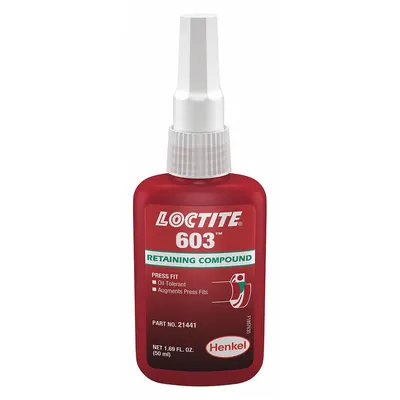 LOCTITE Retaining Compound: 603, 1.7 fl oz, Bottle - Close-Fitting Parts Retaining Compounds
