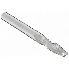 This general purpose carbide ball end mill features a 3/16" mill diameter, 3/4" length of cut, and 2-1/2" overall length with 2 flutes. It is designed for 3D contouring, slotting, and profiling in metalworking and mold-making, producing smooth fillets and curved surfaces.