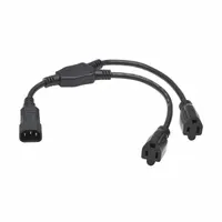 EATON Power Cord: 1 1/2 ft Lg, 3/16, Non-NEMA Plug, C14 Plug, 5-15R Receptacle, SJT, PVC, 125V AC (MPN P002-18N-2R)