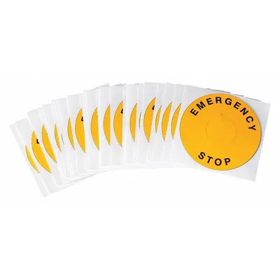 BRADY Legend Plate Label: 22 mm Panel Mounting Size, Round, 2 3/8 in Overall Dia - Labels for Push-Button Legends