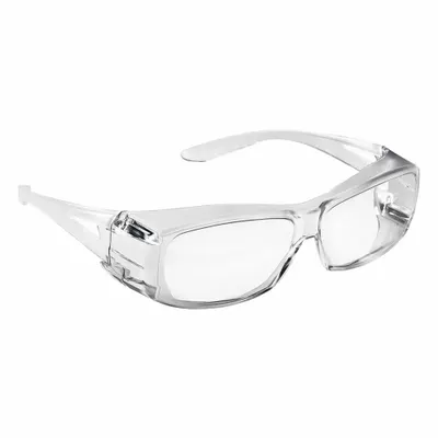SELLSTROM Safety Glasses: Amber Lens, Frameless, Hard Coat, Clear Frame - Padded Comfort-Fit Safety Glasses