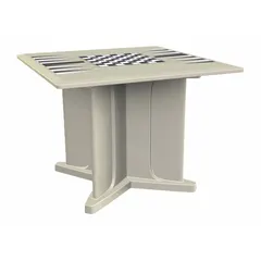 Square game-top table with X-base design, 42-inch width and depth, 29-inch height. Stone Gray finish. Includes game top. Suitable for break rooms, cafeterias, or lounge areas.