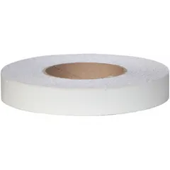 Solid clear antislip tape in a 1 in x 60 ft roll with a coarse 60-grit abrasive surface. 21 mil thick, chemical-resistant, and mop-friendly. Suitable for indoor and outdoor heavy-traffic areas such as industrial floors, ramps, and work zones. Meets DIN EN 16165:2023-02.