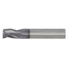 This carbide square end mill features a TiAlN coating and 3-flute geometry for efficient chip evacuation and heat resistance. With a 1" mill diameter, 2-1/4" length of cut, and 5" overall length, it is suited for general-purpose milling of steel, stainless steel, and cast iron. Typical applications include slotting, profiling, and contouring in industrial machining.