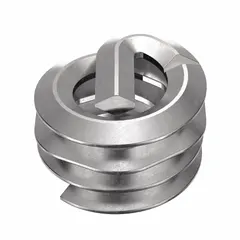 Screw-locking tangless helical insert for thread repair or reinforcement in metal substrates. #6-32 coarse thread, right-hand, plain finish. Made from 18-8 stainless steel with tensile strength of 200,000 to 250,000 psi. Supplied in a 100-piece pack.