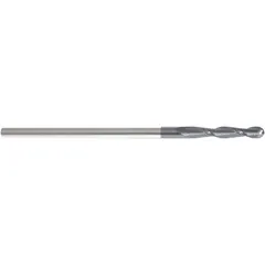 Solid carbide ball end mill with AlTiN coating and 2 flutes. Mill diameter 5/16", length of cut 1-1/2", overall length 6". Designed for general-purpose milling of contoured surfaces, slots, and dies in metal and composite workpieces.