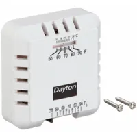DAYTON Low Voltage Thermostat: Heat Only, R/W, Auto-On, On-Off, On-Off/Auto-On, Horizontal, Square