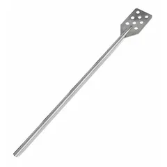This stainless steel hygienic mixing paddle features a 9 3/4-inch perforated blade for efficient blending and reduced product buildup. The straight bar design and FDA-compliant construction make it suitable for sanitary mixing applications in food, pharmaceutical, and chemical processing. Supplied as a single piece.