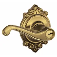 SCHLAGE Door Lockset: Office Lever Locksets, Brass (MPN F51A FLA 609 BRK)