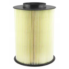 Round-oval engine air filter with radial seal design. Overall height 8 5/16 inches. Removes airborne contaminants from intake air for engine protection. Suitable for Focus vehicles and buses.