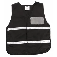 This safety vest is constructed from polyester and features a hook-and-loop closure. It is designed as a universal-size vest for use in industrial, construction, and maintenance settings where high-visibility is required.