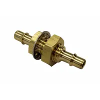 This nickel-plated brass barbed tube fitting features a barbed x barbed bulkhead configuration with 5/32 in ID on both ends. It is used for connecting tubing in fluid or pneumatic systems, providing a leak-resistant joint for air, water, or low-pressure lines