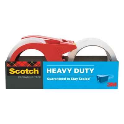 SCOTCH Shipping Packaging Tape, PK 2: Clear, 3.1 mil Tape Thick, 2 in x 38 yd - Packing Tape & Handheld Dispenser Combo Packs
