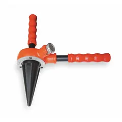 This ratcheting pipe reamer is designed for deburring and smoothing the inside of pipe ends. It accommodates pipe sizes from 1/4 inch minimum to 2 inches maximum. The tool features a straight, inner reaming configuration and is constructed with a steel body. Typical applications include preparing copper, PVC, and steel pipe for joint assembly in plumbing and mechanical systems.