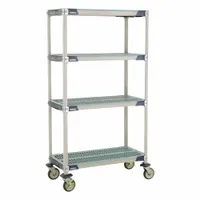 METRO Utility Cart: 38 in x 20 in, 67 in Overall Ht, 4 Shelves, Antimicrobial/Corrosion-Resistant (MPN X336EGX3)