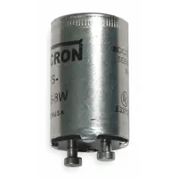This fluorescent light starter is designed for preheating and igniting compatible fluorescent lamps up to 8 W. It features 2 pins and is an FS-5 type, commonly used as a replacement component in fluorescent lighting fixtures for commercial and industrial applications