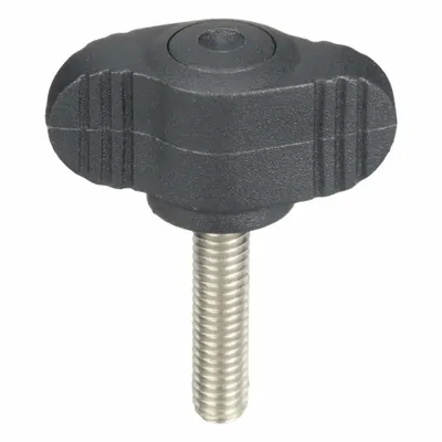 KIPP Hand Knob: Wing, Plastic w/ SS Thread, #10-32 Thread, 20 mm Thread Lg - Wing Knobs with Threaded Stud