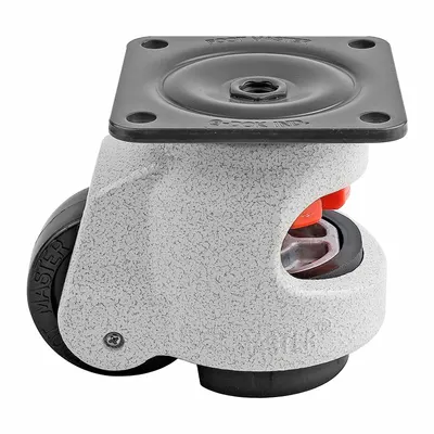 FOOT MASTER Plate Caster: Nylon Tread, 63 mm Wheel Dia, 103 mm Mounting Ht - General Purpose Leveling Plate Casters