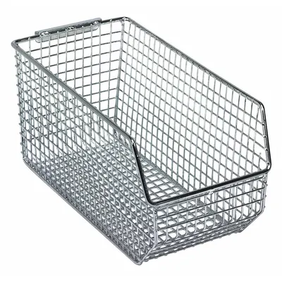 QUANTUM STORAGE SYSTEMS Hang and Stack Bin: 5 1/2 in x 10 3/4 in x 5 in, Silver - Vented Metal Wire-Mesh Bins