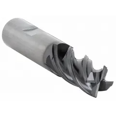 This TiAlN-coated carbide corner-chamfer end mill features 4 flutes with a 3/4" mill diameter and 7/8" length of cut. Designed for fast cutting in steel and cast iron, it is used for chamfering edges and deburring in production machining and general metalworking.