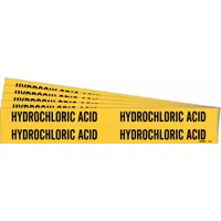 Pipe Marker: Hydrochloric Acid, Yellow, Black, Fits 3/4 to 2 3/8 in Pipe O.D., 4 Pipe Markers, 5 PK (MPN 7156-4-PK)