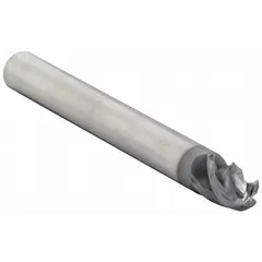 This carbide ball end mill features a TiAlN coating and 4-flute geometry for fast cutting in steel and cast iron. With a 1" mill diameter, 1-1/8" length of cut, and 6" overall length, it is suited for high-speed contouring, slotting, and profiling in mold, die, and general machining applications.