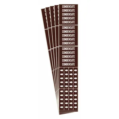 BRADY Pipe Marker: Condensate, Brown, White, Fits 3/4 in and Smaller Pipe O.D. - Condensate Adhesive Pipe Markers