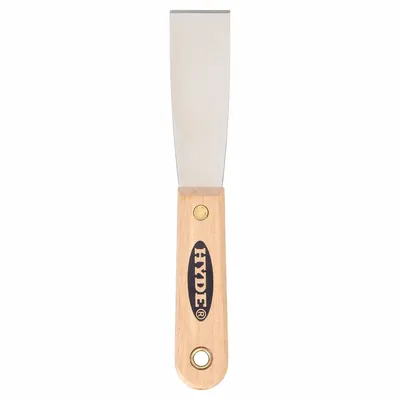 HYDE Putty Knife: Bld. Mat. Carbon Steel, Hdl. Mat. Hardwood, Stiff - Standard Scrapers