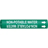 Pipe Marker: Non-Potable Water, Green, White, Fits 3/4 to 1 3/8 in Pipe O.D., 1 Pipe Markers (MPN 4351-A)