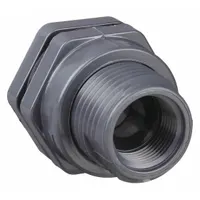 HAYWARD Bulkhead Tank Fitting: PVC Body, 6 in Female Socket Inside, 6 in Female NPT Threaded Outside (MPN BFA1060CES)