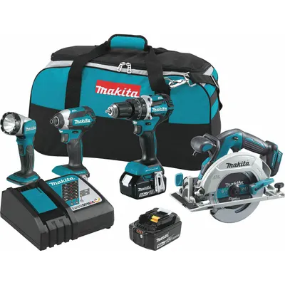MAKITA Cordless Tool Combination Kit: 4 Tools - Makita 18V Cordless Tool Combination Kits