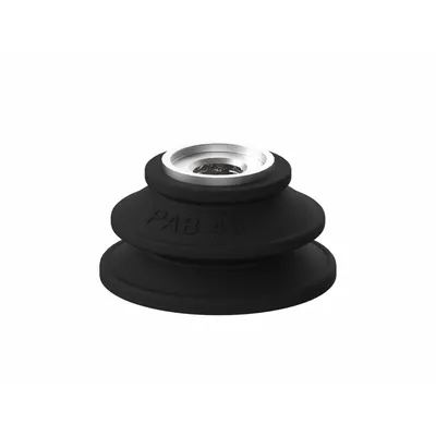 PIAB Vacuum Pad Assembly: Bellows, G3/8 in, 40 mm Pad Dia, Nitrile/PVC, Black - Bellows Type Automotive Industry Vacuum Pad Assemblies