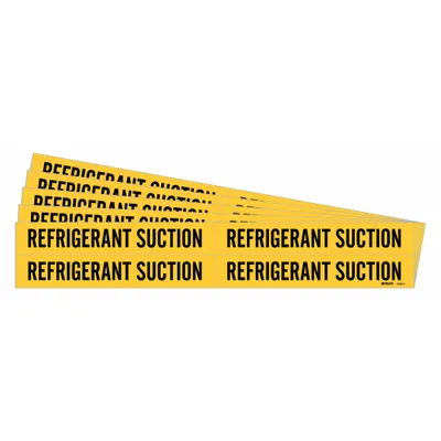 BRADY Pipe Marker: Refrigerant Suction, Yellow, Black, Fits 3/4 to 2 3/8 in Pipe O.D. - Refrigerant Suction Adhesive Pipe Markers