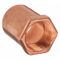 Wrot copper adapter fitting with cup (solder) connection for 1 in CTS copper tube and 1/2 in female NPT threaded end. Used to transition from copper tubing to threaded pipe in plumbing and hydronic systems