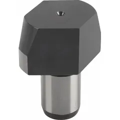 This stepped diamond locating pin is made of tool steel with a shouldered design and an 8 mm shank outside diameter. The diamond shape enables precise workpiece positioning in jigs and fixtures, compensating for minor misalignments to ensure repeatable part placement during machining or assembly operations.