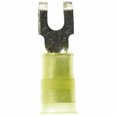 3M Fork Terminals: Yellow, Nylon, #6 Stud Size, 12 AWG – 10 AWG Wire Range - Insulated Fork Terminals