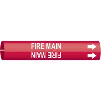 Pipe Marker: Fire Main, Red, White, Fits 3/4 to 1 3/8 in Pipe O.D., 1 Pipe Markers, With Arrows (MPN 4185-A)