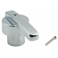 Chrome-finished brass lever handle for Powers HydroGuard e420 Series faucets. Includes sleeve for installation. Suitable for hot and cold water temperature control in commercial or industrial applications