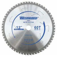 WESTWARD Circular Saw Blade: 12 in Blade Dia., 60 Teeth, 0.09 in Cut Wd, 1 in Arbor Size, Thin Metal