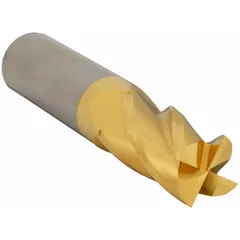 General purpose carbide square end mill with TiN coating for reduced friction and heat. Four-flute design enables efficient chip evacuation and smooth finish. Suitable for slotting, profiling, and contouring operations on steel, stainless steel, and cast iron.