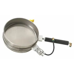 This lab screener uses vibration as its movement type for particle separation and size analysis. It accepts 12-inch diameter test sieves, suitable for screening powders, granules, and bulk solids in laboratory settings.