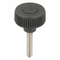 Hand Knob: Knurled, Plastic w/ SS Thread, 5/16"-18 Thread, 40 mm Thread Lg, 40 mm Dia, Gray (MPN K0261.51A3X40)