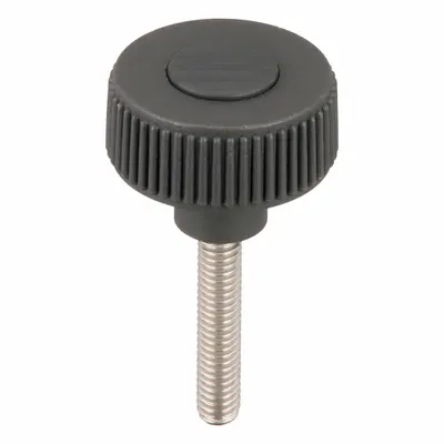 KIPP Hand Knob: Knurled, Plastic w/ SS Thread, 5/16"-18 Thread, 40 mm Thread Lg - Knurled Knobs with Threaded Stud