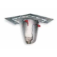 Frameless insert filter for street drains, designed to capture oil and sediment from runoff. Features an overflow port for high-flow bypass. Oil capacity: 0.87 gal; sediment capacity: 40 lb; height: 18 in.