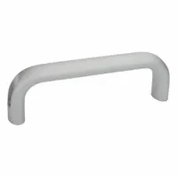This load-rated standard U pull handle is made of aluminum with a silver finish. It features unthreaded holes and a 3.94 in mounting hole center-to-center distance, accepting 1/4 in screws. Suitable for use on industrial enclosures, machinery doors, and panels requiring a load-rated grip