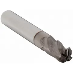 This carbide ball end mill features a TiCN coating and 4 flutes, with a 7/16" mill diameter, 5/8" length of cut, and 2-1/2" overall length. Designed for general-purpose milling, it is used for contouring, slotting, and profiling in metalworking, including 3D machining of curved surfaces, radii, and fillets on materials such as steel, stainless steel, and cast iron.