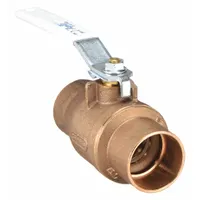 Manual two-way ball valve for on/off or diverting flow in plumbing and light commercial systems. Bronze body with sweat connections for copper tubing. Straight pattern, standard port, lever handle. Suitable for potable water and HVAC applications